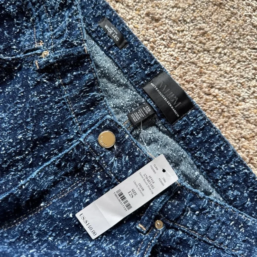 NWT WHBM White House Black Market Bouclé Mid Rise Wide Leg Jean size 12s - Picture 9 of 12